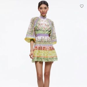 alice+olivia Lavinia Blouson Sleeve Mini Dress